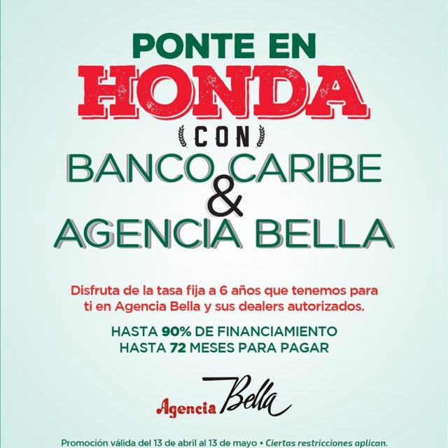 “Ponte en Honda” te pone bien montao, con Agencia Bella y Banco Caribe - MAKINAS